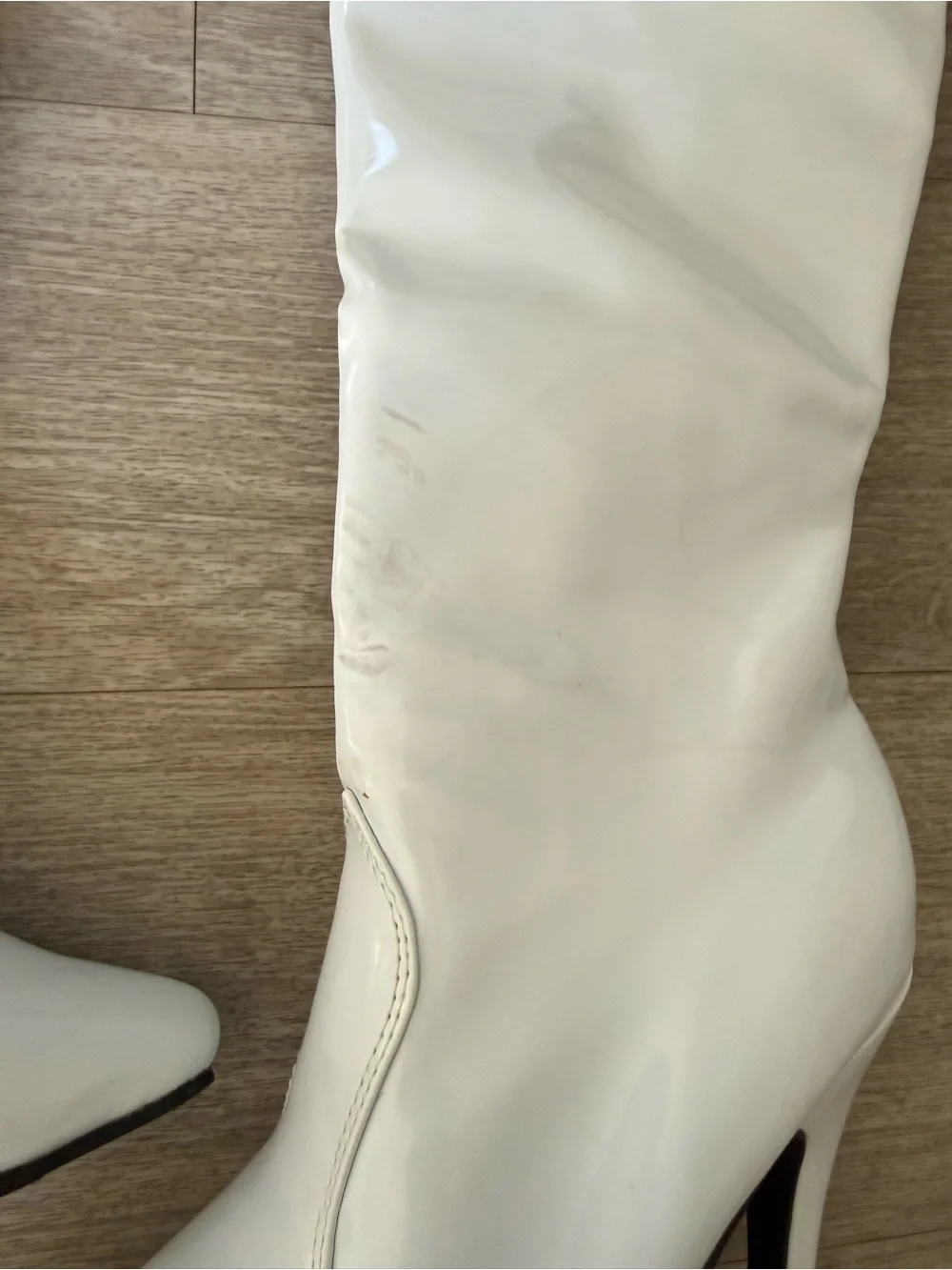 Ellie White Faux Leather Thigh-High Boots- size 7